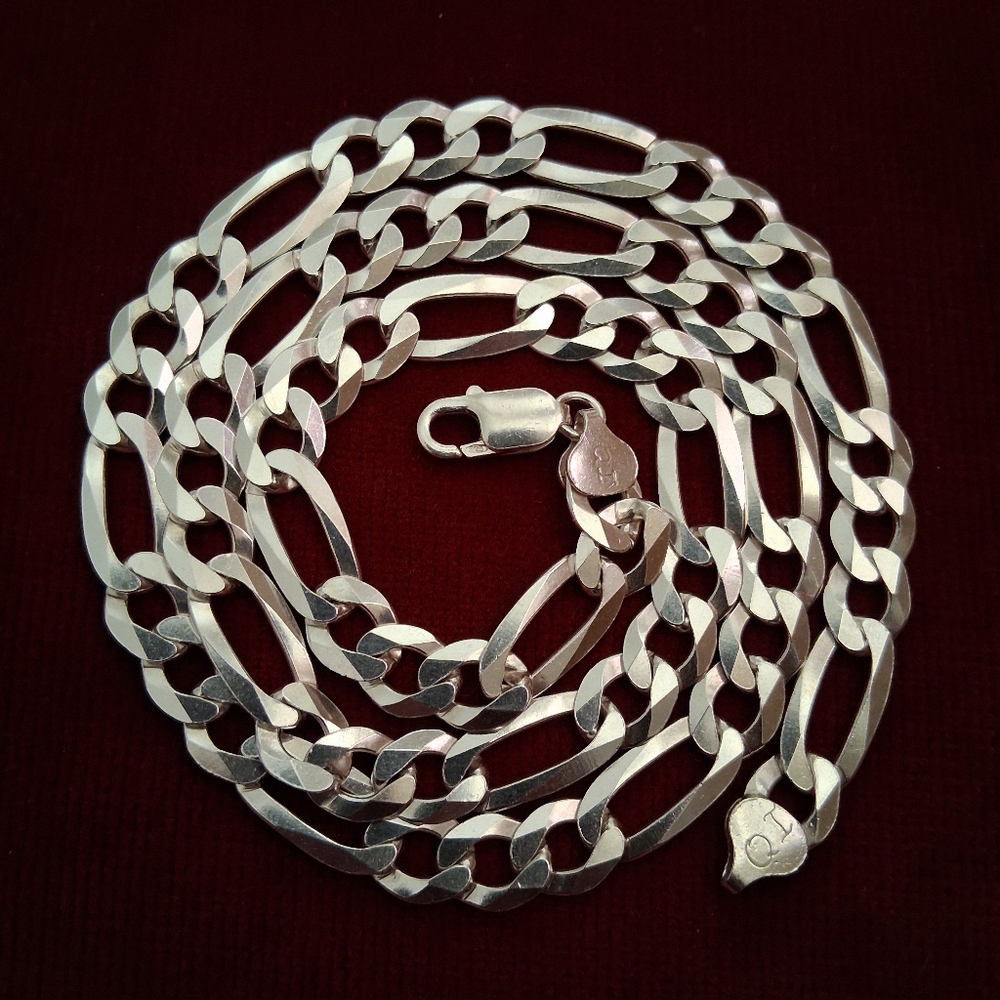 925 Italy Sterling 24" Figaro Chain 10mm - Picture 8 of 11